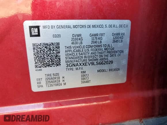 2020 Chevrolet Equinox Premier z VIN 3GNAXXEV9LS662029, wystawiony jako Copart lot #81229335 z przebiegiem 36 083 mil mil oraz Szkoda całkowita • Salvage title. Historia ofert i sprzedaży dostępna na DreamBid. Obrazek 13.