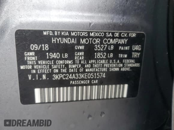 ✅ 2019 Hyundai Accent SE • VIN: 3KPC24A33KE051574 • Лот: 85424394. Опубликован ранее на Copart с пробегом 97 299 миль. Бесплатный доступ к архиву аукционных продаж из США и подробный отчёт об истории автомобиля на DreamBid. Изображение 12.