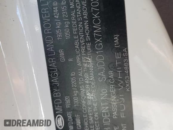 ✅ 2021 Jaguar F-Type P300 • VIN: SAJDD1GX7MCK70296 • Lot: 76766583. Wystawiony na Copart z przebiegiem 43 998 mil. Bezpłatny archiwum sprzedaży aukcyjnych z USA i szczegółowy raport historii pojazdu na DreamBid. Zdjęcie 12.