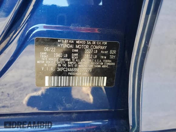 2022 Hyundai Accent SEL с VIN 3KPC24A68NE177279, выставлен на аукционе Copart как лот 75283173 с пробегом 11 951 миль миль и . История ставок и продаж доступна на DreamBid. Изображение 12.