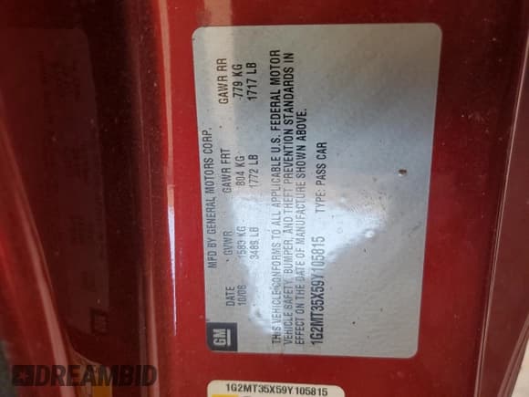 ✅ 2009 Pontiac Solstice GXP • VIN: 1G2MT35X59Y105815 • Лот: 74302574. Опубликован ранее на Copart с пробегом Не указан. Бесплатный доступ к архиву аукционных продаж из США и подробный отчёт об истории автомобиля на DreamBid. Изображение 12.