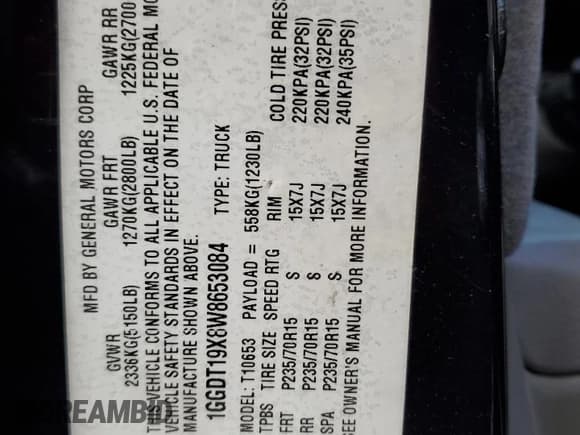 ✅ 1998 Isuzu Hombre XS • VIN: 1GGDT19X8W8653084 • Lot: 48073445. Wystawiony na Copart z przebiegiem Nie podano. Bezpłatny archiwum sprzedaży aukcyjnych z USA i szczegółowy raport historii pojazdu na DreamBid. Zdjęcie 13.