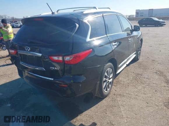 ✅ 2015 Infiniti QX60 • VIN: 5N1AL0MM7FC556043 • Lot: 41134765. Listed on IAAI with 144,311 mi. Free auction sales archive from the USA and detailed vehicle history report at DreamBid. Image 4.