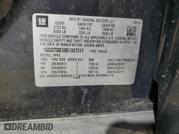 ✅ 2016 Chevrolet Colorado 4WD Z71 • VIN: 1GCGTDE38G1357317 • Лот: 70314875. Опубликован ранее на Copart с пробегом 194 086 миль. Бесплатный доступ к архиву аукционных продаж из США и подробный отчёт об истории автомобиля на DreamBid. Изображение 12.