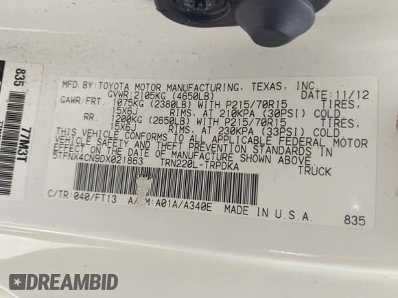 ✅ 2013 Toyota Tacoma • VIN: 5TFNX4CN9DX021863 • Lot: 43053520. Wystawiony na IAAI z przebiegiem 195 893 mil. Bezpłatny archiwum sprzedaży aukcyjnych z USA i szczegółowy raport historii pojazdu na DreamBid. Zdjęcie 9.