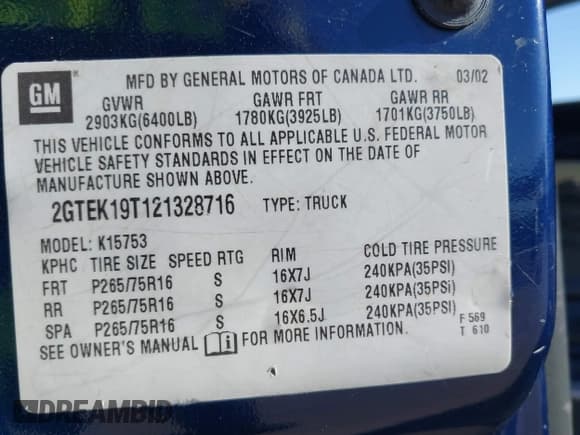 ✅ 2002 GMC Sierra 1500 SLE • VIN: 2GTEK19T121328716 • Lot: 43662886. Wystawiony na IAAI z przebiegiem 273 288 mil. Bezpłatny archiwum sprzedaży aukcyjnych z USA i szczegółowy raport historii pojazdu na DreamBid. Zdjęcie 9.