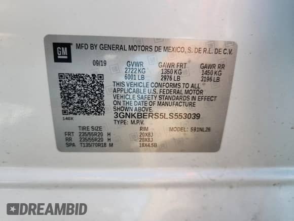 2020 Chevrolet Blazer RS z VIN 3GNKBERS5LS553039, wystawiony jako Copart lot #80130945 z przebiegiem 50 707 mil mil oraz Szkoda całkowita • Salvage title. Historia ofert i sprzedaży dostępna na DreamBid. Obrazek 12.