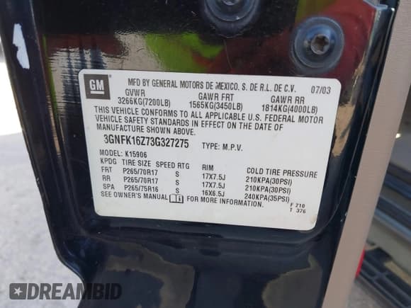 ✅ 2003 Chevrolet Suburban Z71 • VIN: 3GNFK16Z73G327275 • Lot: 42271570. Wystawiony na IAAI z przebiegiem 290 385 mil. Bezpłatny archiwum sprzedaży aukcyjnych z USA i szczegółowy raport historii pojazdu na DreamBid. Zdjęcie 9.