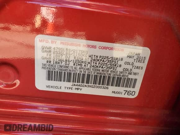 2016 Mitsubishi Outlander ES с VIN JA4AD2A3XGZ000326, выставлен на аукционе Copart как лот 82433285 с пробегом 119 309 миль миль и Списание • Salvage title. История ставок и продаж доступна на DreamBid. Изображение 13.