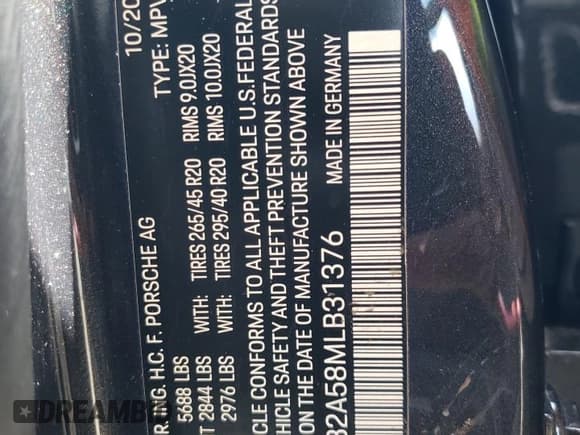 ✅ 2021 Porsche Macan S • VIN: WP1AB2A58MLB31376 • Лот: 56182385. Опубликован ранее на Copart с пробегом 57 740 миль. Бесплатный доступ к архиву аукционных продаж из США и подробный отчёт об истории автомобиля на DreamBid. Изображение 12.