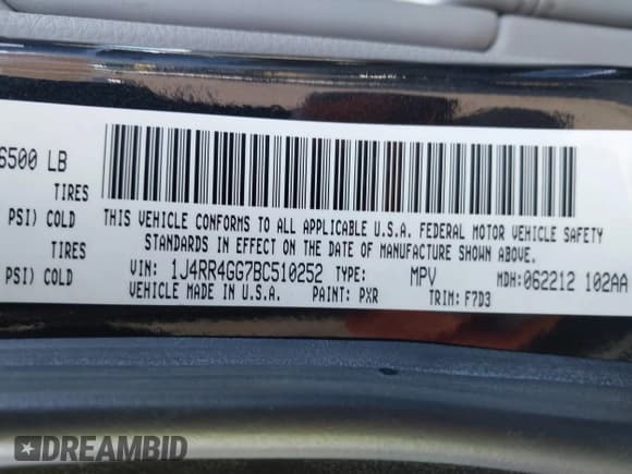 ✅ 2011 Jeep Grand Cherokee Laredo • VIN: 1J4RR4GG7BC510252 • Lot: 43727718. Listed on IAAI with 179,626 mi. Free auction sales archive from the USA and detailed vehicle history report at DreamBid. Image 9.