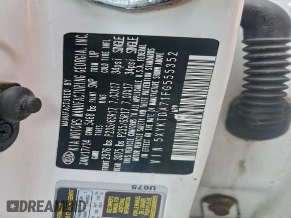 ✅ 2015 Kia Sorento LX • VIN: 5XYKTDA71FG555352 • Lot: 94409955. Listed on Copart with 106,061 mi. Free auction sales archive from the USA and detailed vehicle history report at DreamBid. Image 13.