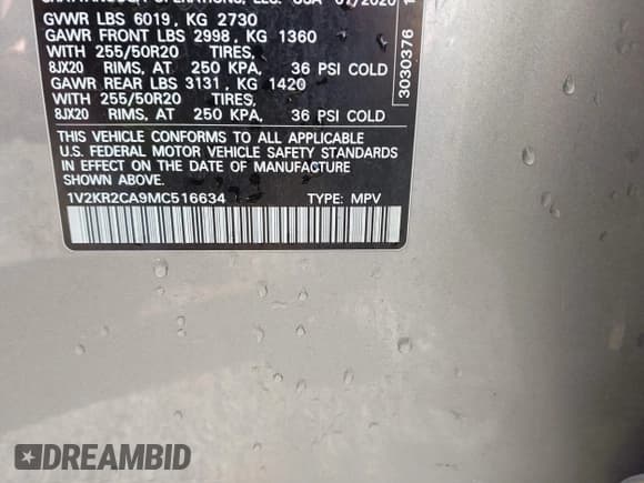 ✅ 2021 Volkswagen Atlas SE • VIN: 1V2KR2CA9MC516634 • Лот: 43514606. Опубликован ранее на IAAI с пробегом 122 711 миль. Бесплатный доступ к архиву аукционных продаж из США и подробный отчёт об истории автомобиля на DreamBid. Изображение 9.