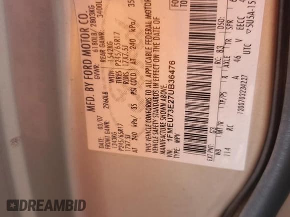 ✅ 2007 Ford Explorer XLT • VIN: 1FMEU73E27UB36476 • Lot: 58798215. Wystawiony na Copart z przebiegiem 145 310 mil. Bezpłatny archiwum sprzedaży aukcyjnych z USA i szczegółowy raport historii pojazdu na DreamBid. Zdjęcie 13.