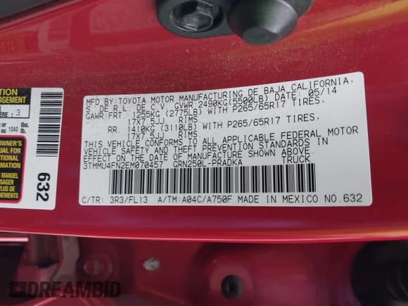 ✅ 2014 Toyota Tacoma • VIN: 3TMMU4FN2EM070457 • Lot: 42498840. Listed on IAAI with 129,060 mi. Free auction sales archive from the USA and detailed vehicle history report at DreamBid. Image 9.