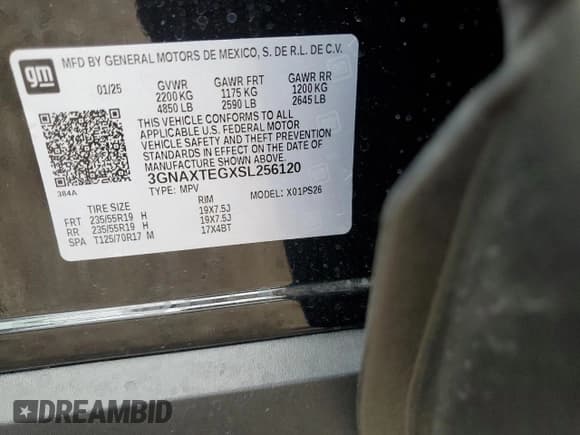 ✅ 2025 Chevrolet Equinox AWD RS • VIN: 3GNAXTEGXSL256120 • Лот: 86783675. Опубликован ранее на Copart с пробегом 2 510 миль. Бесплатный доступ к архиву аукционных продаж из США и подробный отчёт об истории автомобиля на DreamBid. Изображение 14.