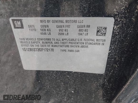 ✅ 2016 Chevrolet Malibu LS • VIN: 1G1ZB5ST2GF172178 • Lot: 42127818. Listed on IAAI with 220,003 mi. Free auction sales archive from the USA and detailed vehicle history report at DreamBid. Image 9.