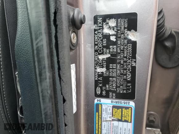 ✅ 2012 Kia Sportage EX • VIN: KNDPC3A23C7213303 • Lot: 81199325. Wystawiony na Copart z przebiegiem 85 152 mil. Bezpłatny archiwum sprzedaży aukcyjnych z USA i szczegółowy raport historii pojazdu na DreamBid. Zdjęcie 12.