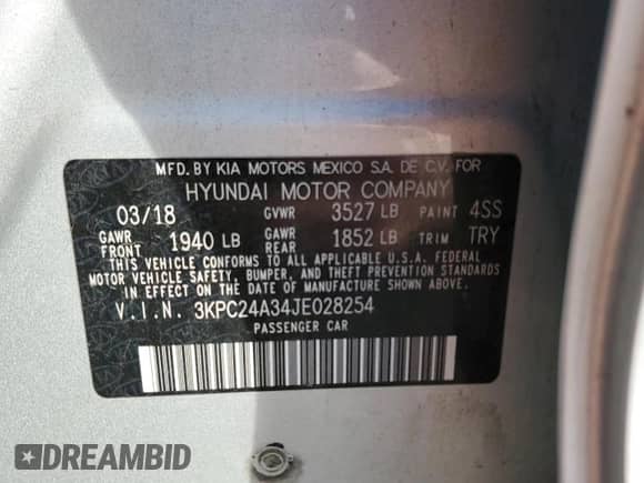 2018 Hyundai Accent SEL z VIN 3KPC24A34JE028254, wystawiony jako Copart lot #43767894 z przebiegiem 117 877 mil mil oraz . Historia ofert i sprzedaży dostępna na DreamBid. Obrazek 12.