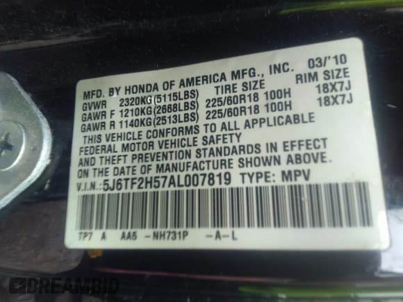 ✅ 2010 Honda Crosstour EX-L • VIN: 5J6TF2H57AL007819 • Lot: 43125131. Wystawiony na IAAI z przebiegiem Nie podano. Bezpłatny archiwum sprzedaży aukcyjnych z USA i szczegółowy raport historii pojazdu na DreamBid. Zdjęcie 9.