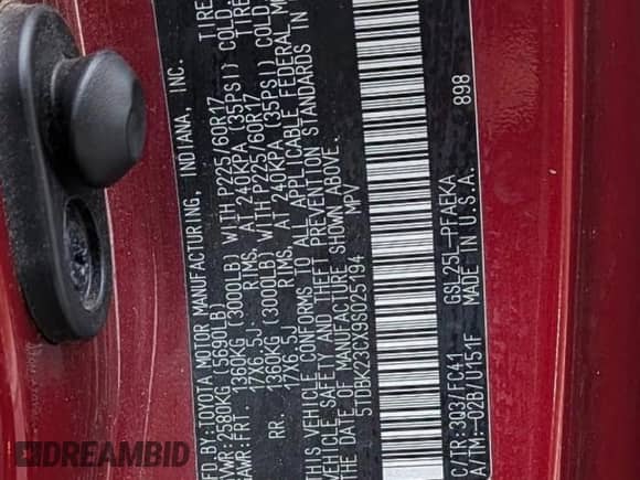 2009 Toyota Sienna LE with VIN 5TDBK23CX9S025194, listed as a Copart auction lot 89545555 with 203,734 mi miles and Clean title. Bid and sale history available at DreamBid. Image 10.