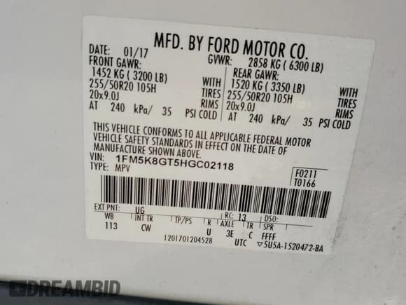 ✅ 2017 Ford Explorer Sport • VIN: 1FM5K8GT5HGC02118 • Лот: 80696335. Опубликован ранее на Copart с пробегом 125 349 миль. Бесплатный доступ к архиву аукционных продаж из США и подробный отчёт об истории автомобиля на DreamBid. Изображение 13.