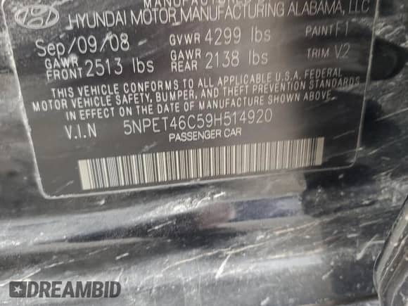 ✅ 2009 Hyundai Sonata GLS • VIN: 5NPET46C59H514920 • Lot: 62740224. Listed on Copart with 134,947 mi. Free auction sales archive from the USA and detailed vehicle history report at DreamBid. Image 14.