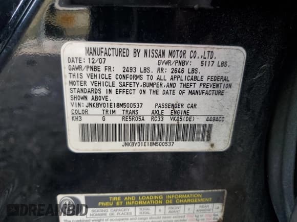 ✅ 2008 Infiniti M • VIN: JNKBY01E18M500537 • Lot: 66466445. Wystawiony na Copart z przebiegiem 317 518 mil. Bezpłatny archiwum sprzedaży aukcyjnych z USA i szczegółowy raport historii pojazdu na DreamBid. Zdjęcie 12.