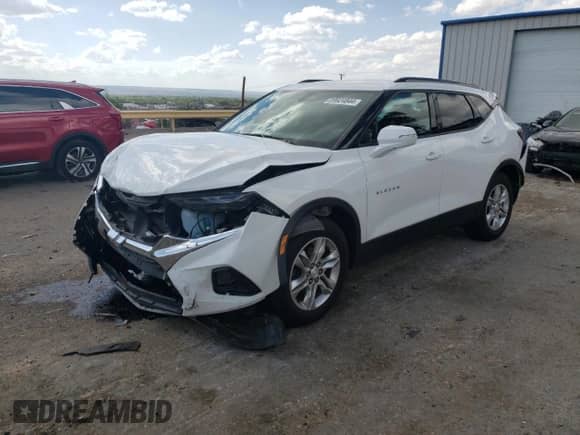 2019 Chevrolet Blazer with VIN 3GNKBCRS5KS568966, listed as a Copart auction lot 59924844 with 55,953 mi miles and Salvage title. Bid and sale history available at DreamBid. Image 1.