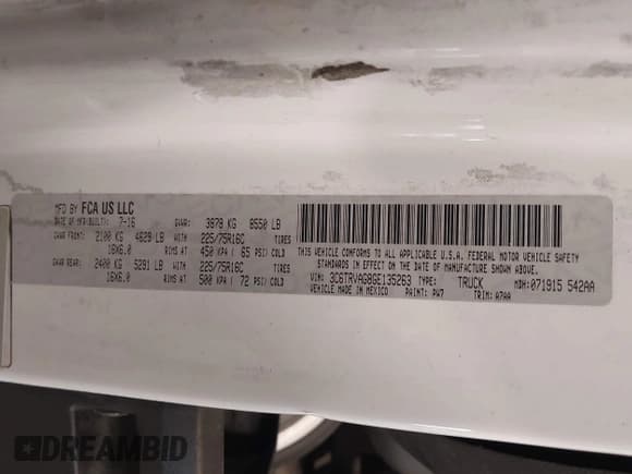 ✅ 2016 Ram ProMaster Cargo • VIN: 3C6TRVAG8GE135263 • Lot: 42435940. Wystawiony na IAAI z przebiegiem 188 723 mil. Bezpłatny archiwum sprzedaży aukcyjnych z USA i szczegółowy raport historii pojazdu na DreamBid. Zdjęcie 9.