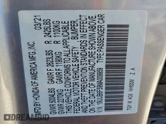 ✅ 2021 Acura TLX w/A-Spec Package • VIN: 19UUB6F59MA009959 • Лот: 95687735. Опубликован ранее на Copart с пробегом 42 231 миль. Бесплатный доступ к архиву аукционных продаж из США и подробный отчёт об истории автомобиля на DreamBid. Изображение 12.