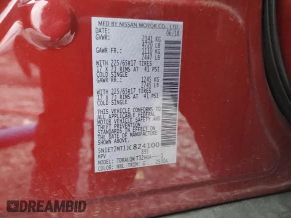 ✅ 2018 Nissan Rogue SL Hybrid • VIN: 5N1ET2MT1JC824100 • Lot: 88490225. Listed on Copart with 8,909 mi. Free auction sales archive from the USA and detailed vehicle history report at DreamBid. Image 13.