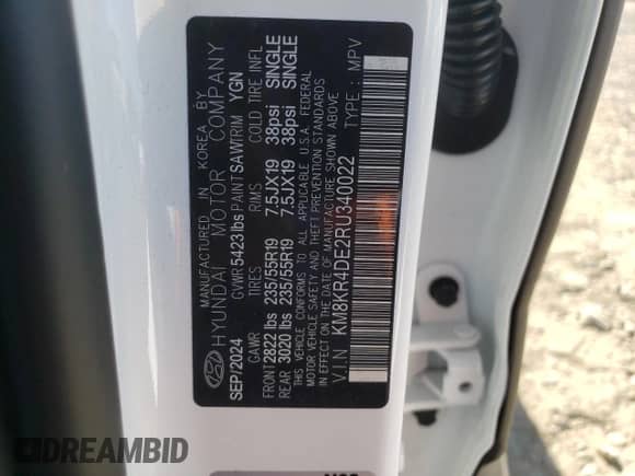 ✅ 2024 Hyundai Ioniq 5 Limited • VIN: KM8KR4DE2RU340022 • Лот: 91089555. Опубликован ранее на Copart с пробегом 6 476 миль. Бесплатный доступ к архиву аукционных продаж из США и подробный отчёт об истории автомобиля на DreamBid. Изображение 12.