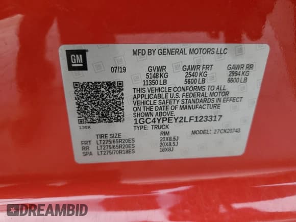 ✅ 2020 Chevrolet Silverado 2500HD LTZ • VIN: 1GC4YPEY2LF123317 • Lot: 90017515. Listed on Copart with 75,355 mi. Free auction sales archive from the USA and detailed vehicle history report at DreamBid. Image 12.