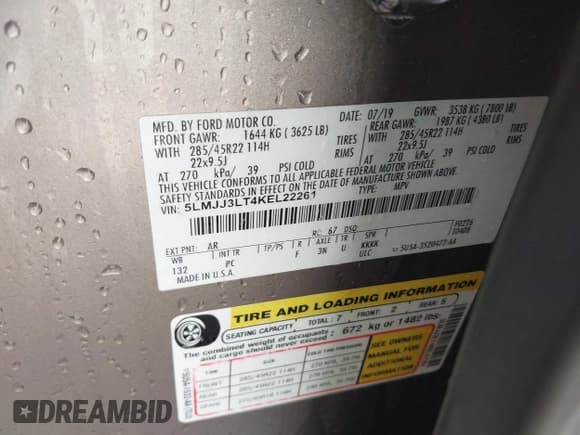 ✅ 2019 Lincoln Navigator Reserve • VIN: 5LMJJ3LT4KEL22261 • Лот: 43293071. Опубликован ранее на IAAI с пробегом 99 006 миль. Бесплатный доступ к архиву аукционных продаж из США и подробный отчёт об истории автомобиля на DreamBid. Изображение 9.