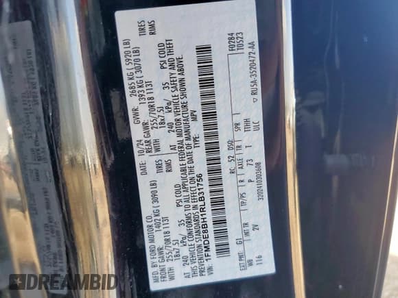 ✅ 2024 Ford Bronco Outer Banks • VIN: 1FMDE8BH1RLB31756 • Lot: 68319385. Wystawiony na Copart z przebiegiem 1 485 mil. Bezpłatny archiwum sprzedaży aukcyjnych z USA i szczegółowy raport historii pojazdu na DreamBid. Zdjęcie 12.