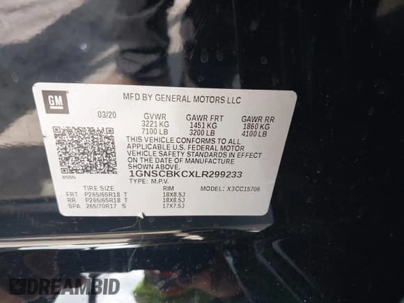 ✅ 2020 Chevrolet Tahoe LT • VIN: 1GNSCBKCXLR299233 • Lot: 43131742. Wystawiony na IAAI z przebiegiem 77 843 mil. Bezpłatny archiwum sprzedaży aukcyjnych z USA i szczegółowy raport historii pojazdu na DreamBid. Zdjęcie 9.