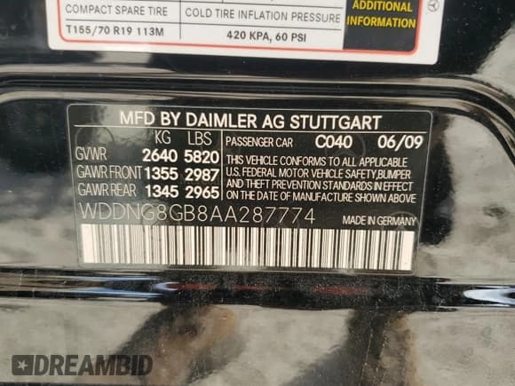 ✅ 2010 Mercedes-Benz S 550 • VIN: WDDNG8GB8AA287774 • Lot: 91642805. Wystawiony na Copart z przebiegiem 123 723 mil. Bezpłatny archiwum sprzedaży aukcyjnych z USA i szczegółowy raport historii pojazdu na DreamBid. Zdjęcie 12.