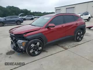 2025 Hyundai Kona SEL with VIN KM8HB3AB7SU258117, listed as a Copart auction lot 64287735 with 7,595 mi miles and Salvage title. Bid and sale history available at DreamBid. Image 1.