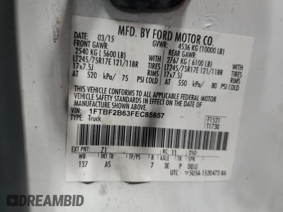 ✅ 2015 Ford F-250 XLT • VIN: 1FTBF2B63FEC85857 • Lot: 59129435. Wystawiony na Copart z przebiegiem 175 868 mil. Bezpłatny archiwum sprzedaży aukcyjnych z USA i szczegółowy raport historii pojazdu na DreamBid. Zdjęcie 12.