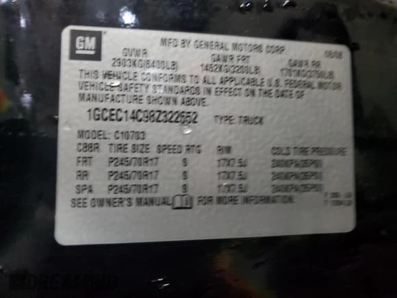 ✅ 2008 Chevrolet Silverado 1500 Work Truck • VIN: 1GCEC14C98Z322652 • Lot: 89858965. Listed on Copart with Not provided. Free auction sales archive from the USA and detailed vehicle history report at DreamBid. Image 12.