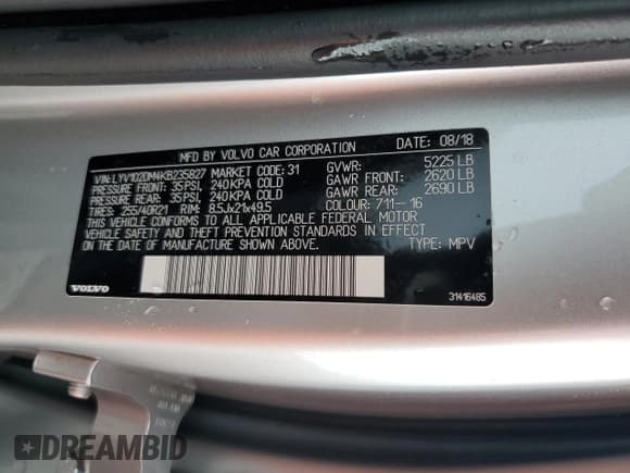 ✅ 2019 Volvo XC60 R-Design • VIN: LYV102DM4KB235827 • Lot: 57919953. Listed on Copart with 53,023 mi. Free auction sales archive from the USA and detailed vehicle history report at DreamBid. Image 15.