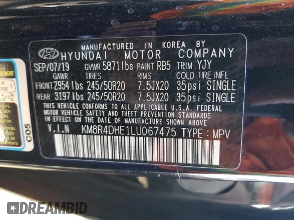 ✅ 2020 Hyundai Palisade SEL • VIN: KM8R4DHE1LU067475 • Лот: 82815184. Опубликован ранее на Copart с пробегом 42 259 миль. Бесплатный доступ к архиву аукционных продаж из США и подробный отчёт об истории автомобиля на DreamBid. Изображение 13.