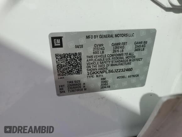 ✅ 2018 GMC Acadia Denali • VIN: 1GKKNPLS6JZ232460 • Лот: 89635425. Опубликован ранее на Copart с пробегом 58 327 миль. Бесплатный доступ к архиву аукционных продаж из США и подробный отчёт об истории автомобиля на DreamBid. Изображение 13.