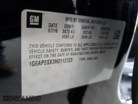 ✅ 2017 Cadillac CTS RWD • VIN: 1G6AP5SX3H0113723 • Lot: 92364685. Wystawiony na Copart z przebiegiem 63 019 mil. Bezpłatny archiwum sprzedaży aukcyjnych z USA i szczegółowy raport historii pojazdu na DreamBid. Zdjęcie 12.