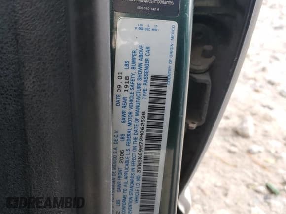 ✅ 2002 Volkswagen Jetta GLS • VIN: 3VWSK69M72M062598 • Lot: 90813345. Listed on Copart with Not provided. Free auction sales archive from the USA and detailed vehicle history report at DreamBid. Image 12.