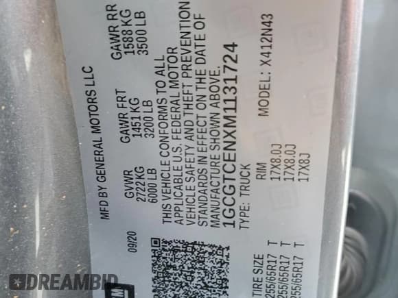 ✅ 2021 Chevrolet Colorado 4WD LT • VIN: 1GCGTCENXM1131724 • Lot: 58383755. Listed on Copart with Not provided. Free auction sales archive from the USA and detailed vehicle history report at DreamBid. Image 12.