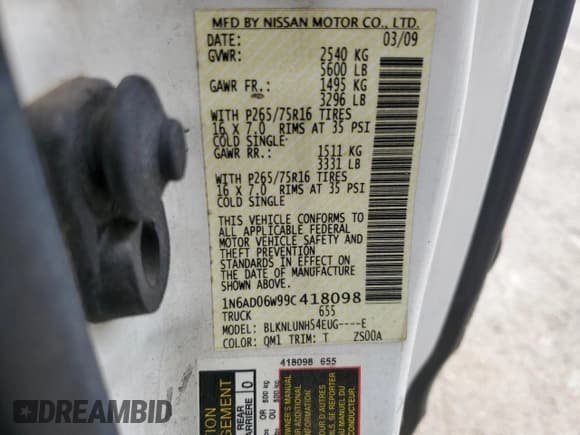 ✅ 2009 Nissan Frontier SE • VIN: 1N6AD06W99C418098 • Лот: 69974555. Опубликован ранее на Copart с пробегом 172 937 миль. Бесплатный доступ к архиву аукционных продаж из США и подробный отчёт об истории автомобиля на DreamBid. Изображение 12.