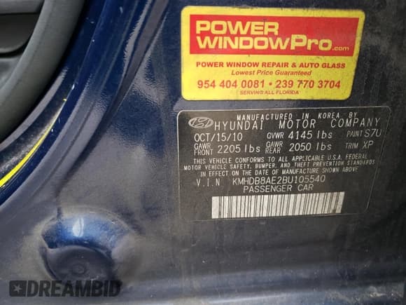 ✅ 2011 Hyundai Elantra GLS • VIN: KMHDB8AE2BU105540 • Lot: 90298595. Listed on Copart with 88,030 mi. Free auction sales archive from the USA and detailed vehicle history report at DreamBid. Image 12.