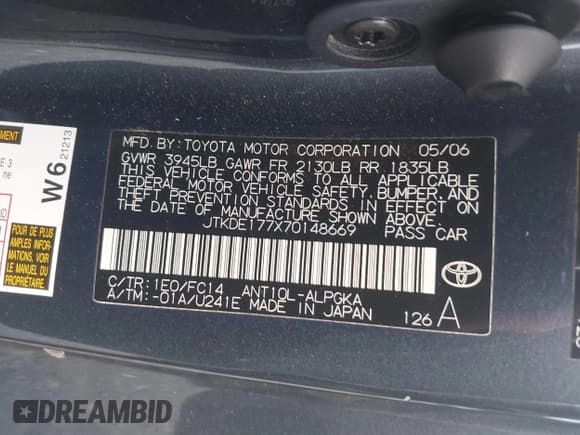 ✅ 2007 Scion tC Spec • VIN: JTKDE177X70148669 • Лот: 43064306. Опубликован ранее на IAAI с пробегом 134 836 миль. Бесплатный доступ к архиву аукционных продаж из США и подробный отчёт об истории автомобиля на DreamBid. Изображение 9.